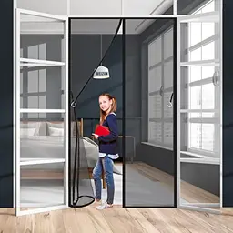 Fliegengitter Tür Insektenschutz Magnet für Wohnzimmer und Balkontür - Schwarz 100 x 270 cm