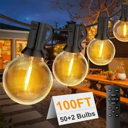 30M LED G40 Außen Lichterkette - Wetterfest, mit 5 Modi, Timer und Fernbedienung für Garten und Terrasse