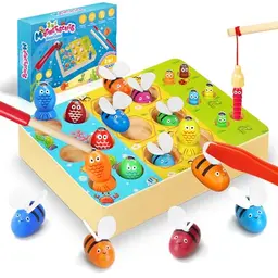 WEARXI Montessori Spielzeug 3-in-1 Motorikspielzeug für Kinder ab 2 Jahren - Magnetisches Angelspiel