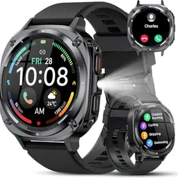 TIMU Smartwatch Herren, 1.45" AMOLED Smart Watch Herren mit Anrufe tätigen/Empfangen, 115+Sportmodi Fitnessuhr mit Herzfrequenz/Schrittzähler/Schlafmonitor, IP68 Wasserdicht Sportuhr für Android iOS