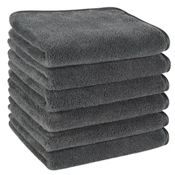 KinHwa 6er Pack Gästehandtücher 30x50 cm - Weiche & saugfähige Mikrofaser in Dunkelgrau