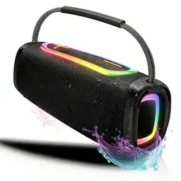 Tragbarer Bluetooth Lautsprecher, wasserdicht IPX7, 20h Akku, 30W Stereo Sound mit Bass Boost und RGB Licht für Outdoor und Parties