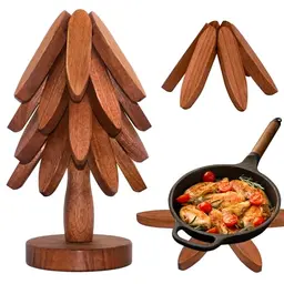 Holzuntersetzer im Baum-Design, 4er-Set für heiße Gerichte, multifunktional und platzsparend