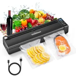 HOMEKANE Vakuumierer - Wiederaufladbares Sous Vide Gerät mit Cutter und 5 Folienbeuteln