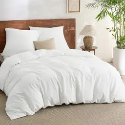 BEDSURE Bettwäsche Set 155x220 cm - Weiß mit 2 Kissenbezügen 80x80 cm, Oeko-TEX, Reißverschluss
