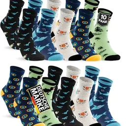 10 Paar Kinder Socken Jungen & Mädchen Baumwolle (35-38)