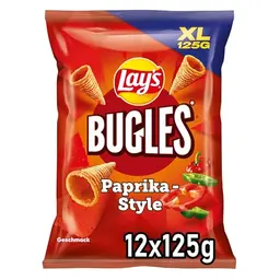 Lay's Bugles Paprika – Herzhafter Mais-Snack mit Paprika-Geschmack – (12 x 125 g)