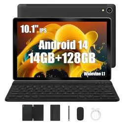Yicty 10 Zoll Android 14 Tablet PC, 4GB RAM, 128GB ROM, Octa Core, 5000mAh, mit Tastatur