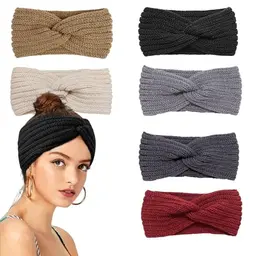 Stirnband Damen und Kinder, 6er Set Strick-Haarbänder für Herbst und Winter