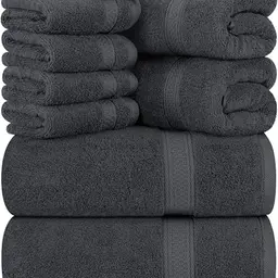 Utopia 8-teiliges Handtuchset aus Baumwolle in Grau