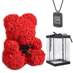 LORESJOY Rosenbär 25cm in Geschenkbox - Romantisches DIY Fotogeschenk für Frauen, ideal für Muttertag und Valentinstag