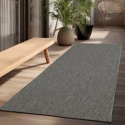 Mistra Teppich - Moderner In- und Outdoor Teppich, Wetterfest, anthrazit, 80 x 200 cm