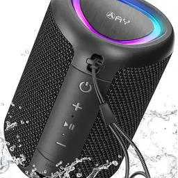AY Tragbarer Bluetooth Lautsprecher mit Licht, IPX5 Wasserdicht, 24h Akku für Zuhause und Unterwegs