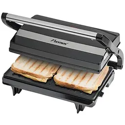 Bestron Kontaktgrill und Sandwichmaker, 700 Watt, Cool-Touch-Handgriff, Schwarz, 22,5 x 14 cm