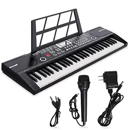 Digitales Piano mit 61 Tasten, Lautsprechern, Notenständer und Begleitautomatik für Anfänger und Erwachsene