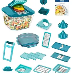 Nicer Dicer Chef Professional Gemüsescheider 23-tlg. mit großem Auffangbehälter und Rezeptbuch