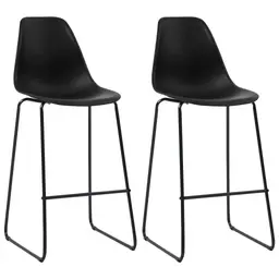 vidaXL 2x Barhocker Schwarz Kunststoff mit Metallbeinen, Tresenstühle, Küchenhocker, Thekenhocker, Barhocker