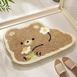 Justup Badezimmer Teppich, Nette Tier Matte, Ultra Soft Anti-Rutsch, Waschbar für Bad und Küche (Bär)