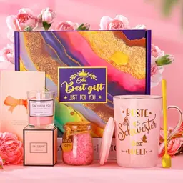 ALBISS Beste Schwester Geschenk mit Keramiktasse & Spa Set