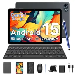 TABWEE T80 10 Zoll Android Tablet mit Tastatur - 18GB RAM, 128GB Speicher, 6000mAh, GPS, Face ID (2 Jahre Garantie)