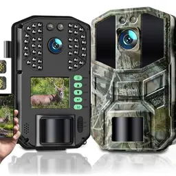 WOLFANG 4K HD Wildkamera mit WLAN & Nachtsicht, 64MP Jagdkamera, 0,1s Auslösezeit, IP66 wasserdicht