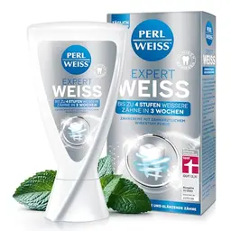 PERLWEISS Expert Weiss Zahncreme – Bis zu 4 Stufen weißere Zähne in 3 Wochen – Zahnpasta für strahlend weiße Zähne