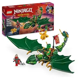 LEGO NINJAGO Lloyds grüner Walddrache mit 2 Minifiguren – beweglicher Schwanz, Hals, Beine & Flügel – Geschenk für Kinder ab 6 Jahre