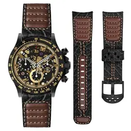 Echtes Leder Uhrenarmband 22mm - Vintage Ersatzarmband für Smartwatch und Universal-Uhren mit Edelstahlschnalle