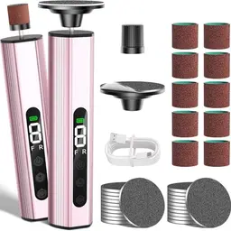 Elektrischer Hornhautentferner 2-in-1 für Maniküre & Pediküre, 9 Geschwindigkeiten, LED-Display, Rosa