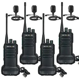 Retevis RB629 Funkgeräte, robust, PMR446, 4 Stück, mit Lautsprecher-Mikrofon, Notfallalarm, 1100mAh, schwarz