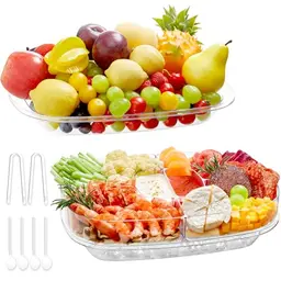 Lifewit Ovale Servierplatte mit Deckel, 6-fach Snackbox für Kekse, Nüsse und Früchte