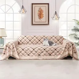 Jianyana Sofaüberzug Wendbar Weich und Strapazierfähig für 2-4 Sitzer Sofas in Modernem Karomuster (180x340cm)