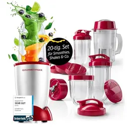 GOURMETmaxx Mr. Magic Power Pro Mixer 400 Watt | Smoothie Maker mit to go Deckel & Zubehör für Shakes und Smoothies