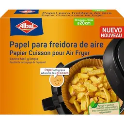 Albal Luftfritteuse Papier 20 Stück - 20 cm, für runde und quadratische Fritteusen, Antihaft und Einweg
