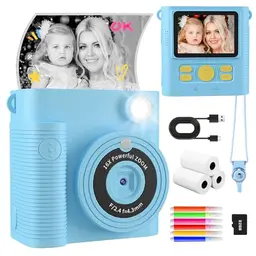 CKATE Kinder Sofortbildkamera, 1080P HD mit 2 Shutters & 32G SD Karte, Geschenk für Kinder ab 4 - Himmelblau