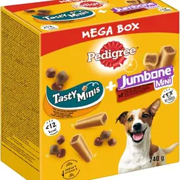 PEDIGREE Mega Box Tasty Minis Huhn & Enten + JUMBONE Mini Rind & Geflügel 740g