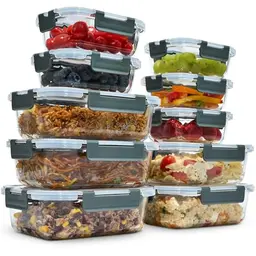uandu Glasbehälter mit Deckel – 10-teiliges Meal Prep Set – BPA-frei und spülmaschinengeeignet