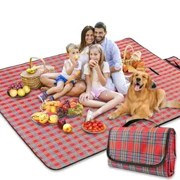 BAXIWUY Picknickdecke mit wasserdichter Unterseite für Strand, Picknick und Camping 150 x 200 cm (Rot)