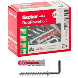 Fischer Duopower Hakendübel, 25 Stück, Grau/Rot