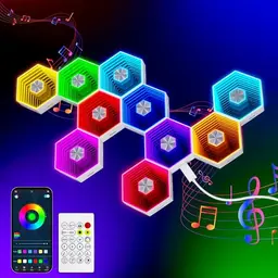 10er Pack RGB Hexagon Wandleuchten, 90mm, mit Fernbedienung, für Gaming und Wohnzimmer