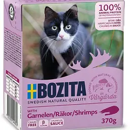 Bozita Katzenfutter mit Garnelen in Soße 16x370g - Getreidefrei und nachhaltig