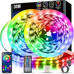 Keepsmile RGB LED Strip 30m - Dimmbar, Musik-Synchronisation, Fernbedienung & Bluetooth App - Ideal für Gaming Zimmer