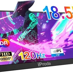 18,5 Zoll Tragbarer Monitor FHD 1080P mit 120Hz für Gaming - Ideal als Zweiter Bildschirm für Laptop, Switch und Xbox