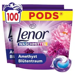 Lenor Pods Color Waschmittel, Amethyst Blütentraum, 100 Waschladungen, Frische & Geruchsabwehr