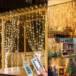 WEARXI LED-Lichterkette 3x3m, 300 LEDs, 8 Modi, Indoor & Outdoor, Party-, Balkon- & Weihnachtsdeko, Warmweiß