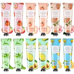 Handcreme Set, 12 Mini Handcremes für trockene Hände - Geschenk für Weihnachten & Geburtstage