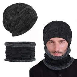 THATSRAD Wintermütze Beanie mit warmem Fleecefutter und Loop Schal für Herren und Damen
