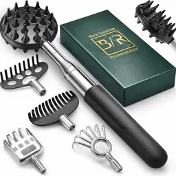 Ausziehbarer Rückenkratzer mit 5 abnehmbaren Köpfen und robustem Edelstahlgriff – Ideal als Geschenk für Männer und Frauen