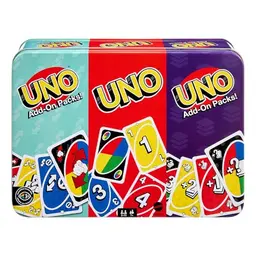 Mattel Games UNO Kartenspiel mit 2 Erweiterungssets in Metallbox für 2-10 Spieler