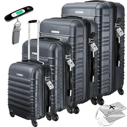 KESSER® 4-teiliges Hartschalenkoffer Set mit Gepäckwaage und Anhänger, anthrazit, S-M-L-XL